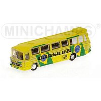 MINICHAMPS® 169035186 1:88 MERCEDES-BENZ O302 (LHD) - FUSSBALL-WELTMEISTERSCHAFT 1974 - MANNSCHAFTSBUS 'BRASILIEN' L.E. 999 pcs. von MINICHAMPS