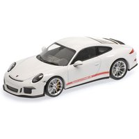MINICHAMPS® 410066221 1:43 PORSCHE 911 R - 2016 - WHITE W/ RED WRITING L.E. 336 pcs. von MINICHAMPS