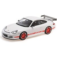 MINICHAMPS 1:18 PORSCHE 911 GT3 RS - 2002 - WHITE W/RED STRIPES von MINICHAMPS