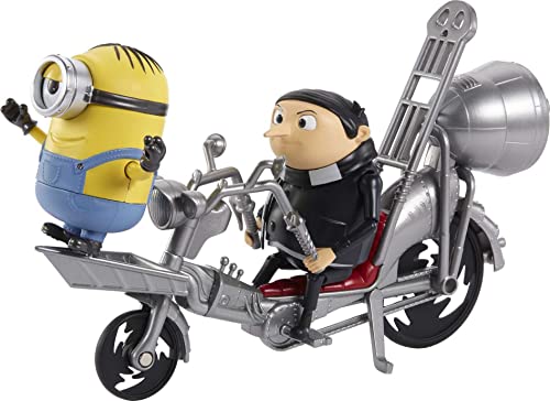 Minions Mattel GMF15 - Gru mit Pedal-Power, ca. 16 cm groß, bewegliche und interaktive Actionfigur mit Zubehörteilen aus dem Film, tolles Geschenk für Fans ab 4 Jahren[Exklusiv bei Amazon] von MINIONS