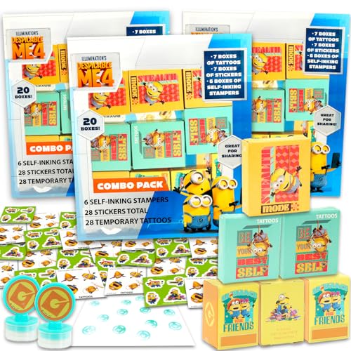 Minions Partygeschenk-Set ~ Paket mit 60 Stück Geschenkboxen mit Aufklebern, Tattoos und Stempeln für Kindergeburtstag, Minions Klassenzimmer Preisboxen Minions Partygeschenk-Set ~ Paket mit 60 Stück Geschenkboxen mit Aufklebern, Tattoos und Stempeln für Kindergeburtstag, Minions Klassenzimmer Preisboxen von MINIONS