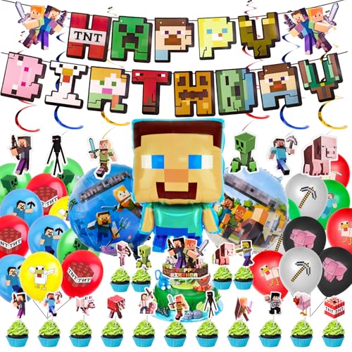 58 Stück Geburtstagsdeko Jungen Gamer Geburtstag Deko, Videospiele Kinder Geburtstag Dekoration Partyzubehör, Enthält Happy Birthday Banner, Cupcake Topper, Luftballons, Hängende Wirbel 58 Stück Geburtstagsdeko Jungen Gamer Geburtstag Deko, Videospiele Kinder Geburtstag Dekoration Partyzubehör, Enthält Happy Birthday Banner, Cupcake Topper, Luftballons, Hängende Wirbel von MINISOISO