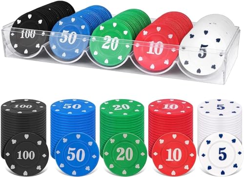 MINISOISO 100 Stück Pokerchips, Casino Poker Chips, Spielchips Wertmarken Karten Poker Chips Roulette Spiel Bingo Chips mit Wert Blackjack Set für Counting Marker Casino Pokerset MINISOISO 100 Stück Pokerchips, Casino Poker Chips, Spielchips Wertmarken Karten Poker Chips Roulette Spiel Bingo Chips mit Wert Blackjack Set für Counting Marker Casino Pokerset von MINISOISO