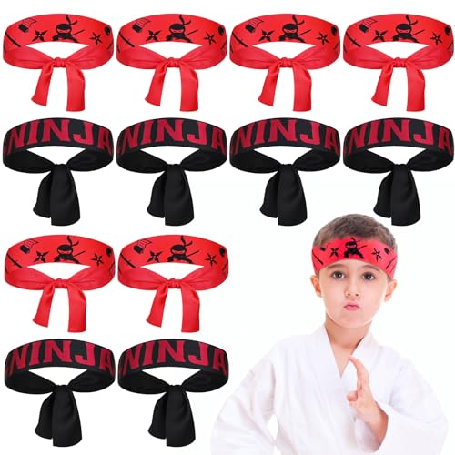 MINISOISO 12 Stück Ninja Stirnband Kinder, Ninjas Party Stirnband, Kinder Kopfband Ninjas Party Favors, Ninja Party Zubehör, für Karate,Geburtstagsparty, Cosplay von MINISOISO