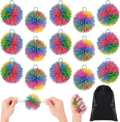 MINISOISO 15 Stück Stringy Balls, Wuschelball, Sensory Fidget Stringy Balls, Regenbogen Bunt Pom Ball mit Aufbewahrungstasche, Mitgebsel Kindergeburtstag, Stressball Kinder und Erwachsene MINISOISO 15 Stück Stringy Balls, Wuschelball, Sensory Fidget Stringy Balls, Regenbogen Bunt Pom Ball mit Aufbewahrungstasche, Mitgebsel Kindergeburtstag, Stressball Kinder und Erwachsene von MINISOISO