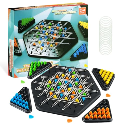 MINISOISO Triggle Spiel mit Gummibänder, Interaktives Steckspiel, Ketten Dreieck Schachspiel, Dreiecksschachbrett Strategie Brettspiel, Triggle Board Game für Kinder & Erwachsene von MINISOISO