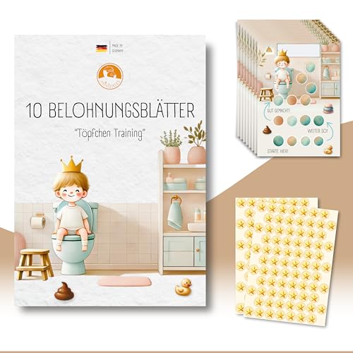 MINITALES Belohnungstafel Kinder Toilette – Belohnungssystem fürs Töpfchentraining mit 10 Blättern & Sticker | Potty Training & Routineplaner ab 3 Jahren | Töpfchen Kinder von MINITALES