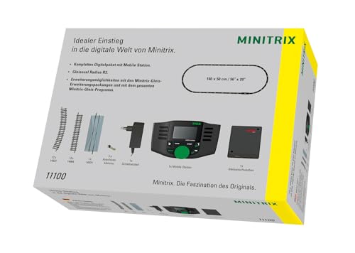Minitrix Modelleisenbahn 11100 - Digital-Startpackung, Spur N, Startset mit Schienen und Mobile Station, 10 x 2 x 3 cm von Minitrix