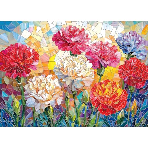 Buntglas-Blumen-Puzzle, 1000 Teile, schönes Mosaik, bunte Puzzles für Erwachsene, 1000 Teile mit Buchstaben auf der Rückseite, hart, unmöglich, schwierig, herausfordernd, Familienpuzzle, Buntglas-Blumen-Puzzle, 1000 Teile, schönes Mosaik, bunte Puzzles für Erwachsene, 1000 Teile mit Buchstaben auf der Rückseite, hart, unmöglich, schwierig, herausfordernd, Familienpuzzle, von MINIWAN