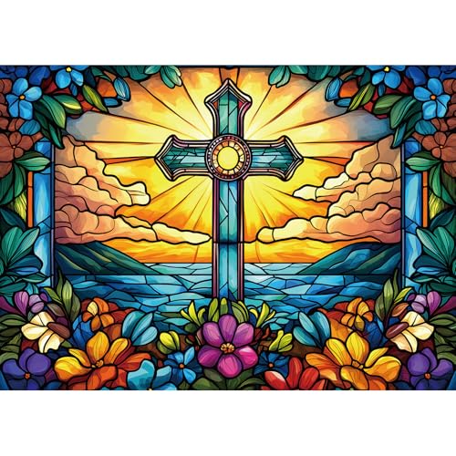 Buntglas-Kreuz-Puzzle, 1000 Teile von MINIWAN