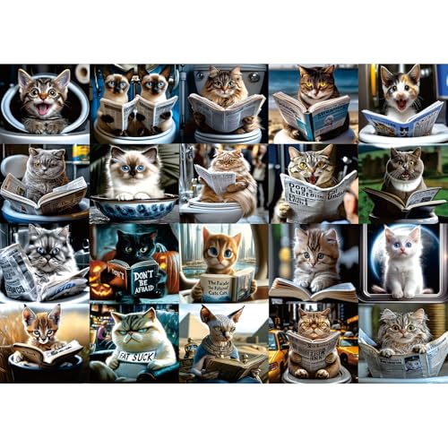 MINIWAN - Lustiges Katzen-Puzzle – 1000-teiliges Puzzle für Erwachsene – hochwertiges Familienaktivitäts-Puzzle perfekt für Spieleabende – Puzzle-Größe ist 70 x 50 cm von MINIWAN