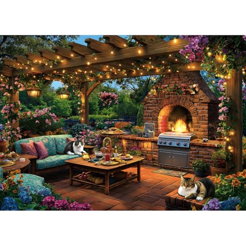 MINIWAN Puzzle 1000 Teile, Garten Abend Terrasse Szene Puzzles für Erwachsene 1000 Teile, Herausforderndes Puzzle Schwer Unmöglich Schwieriges Puzzle für Erwachsene, Perfekt für Spielabende von MINIWAN