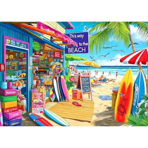 Puzzle für Erwachsene, 1000 Teile, Sommer-Strand-Shop, perfekt mit Buchstaben auf der Rückseite, kein Staub, Heimdekoration, Geburtstagsparty-Spielzeug für Männer, Frauen, ältere Menschen, Senioren Puzzle für Erwachsene, 1000 Teile, Sommer-Strand-Shop, perfekt mit Buchstaben auf der Rückseite, kein Staub, Heimdekoration, Geburtstagsparty-Spielzeug für Männer, Frauen, ältere Menschen, Senioren von MINIWAN