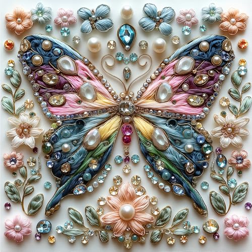 Schmetterlings-Diamant-Kunst-Puzzle, 500 Teile, buntes Kristalldesign mit Blumen Schmetterlings-Diamant-Kunst-Puzzle, 500 Teile, buntes Kristalldesign mit Blumen von MINIWAN