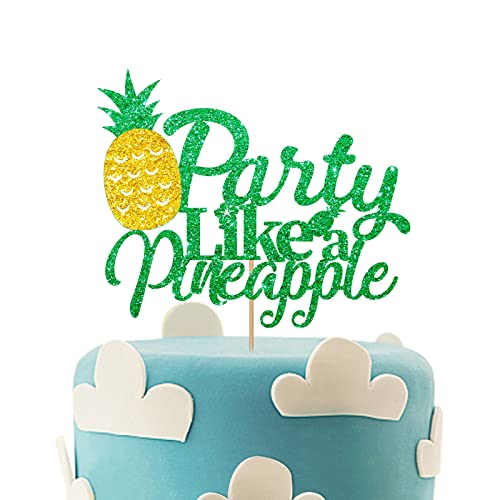 Party wie eine Ananas-Kuchendekoration, tropisches Thema Geburtstagstortenaufsatz, hawaiianische Kuchendekoration, Ananas-Willkommens-Partyzubehör, Dekoration – Grün & Gold Glitzer Party wie eine Ananas-Kuchendekoration, tropisches Thema Geburtstagstortenaufsatz, hawaiianische Kuchendekoration, Ananas-Willkommens-Partyzubehör, Dekoration – Grün & Gold Glitzer von MINUET MINUTE