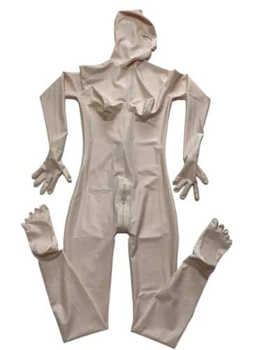 MINUSE Handgefertigter Ganzkörper-Bodysuit Aus Fleshcolor-Latex Mit 3D-Brust Und Kapuze, Handschuhen, Zehensocken,Freiwählbare Farbe,M von MINUSE