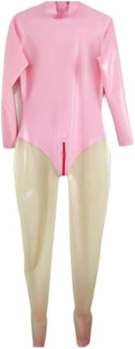 MINUSE Latex-Gummi-Catsuit, Übungsstrumpfhose, Anzug, Catsuit, Rosa Und Transparenter Body,Transparent -Rosa,benutzerdefiniertes Format von MINUSE