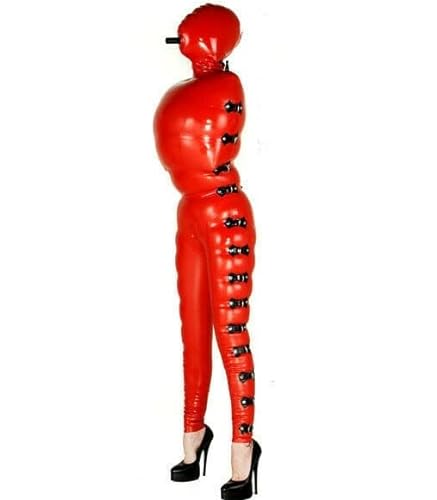 MINUSE Latex Gummi Party Maske Cosplay Catsuit Handschuhe Kostüm,Rot,XXL von MINUSE