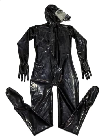 MINUSE Schwarzer Full-Cover-Latex-Catsuit-Fetisch-Bodysuit Mit Abschließbarem Reißverschluss,Freiwählbare Farbe,XL von MINUSE