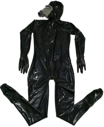 MINUSE Schwarzer Full-Cover-Latex-Catsuit-Fetisch-Bodysuit Mit Abschließbarem Reißverschluss,Schwarz (männlich),Benutzerdefiniertes Format von MINUSE