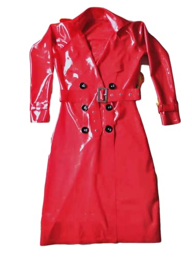 MINUSE Sexy Handgemachter Roter Damen-Latex-Windschutz-Gummimantel Mit Gürtel Nach Maß,Lila,Kostenlos Anpassen von MINUSE