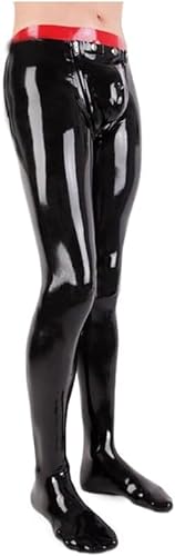 MINUSE Sexy Latex-Herrenhose Mit Socken Und Abnehmbarem Schrittteil Aus Gummi-Jeans-Leggings,Schwarz (Fotofarbe),M von MINUSE
