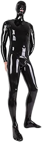 Sexy Schwarzer Ganzkörper-Latex-Bodysuit Für Herren, Fetisch-Gummi-Catsuit, 3D-Schritt, Mit Maske Und Socken,Freiwählbare Farbe,3XL von MINUSE