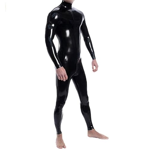 Sexy Schwarzer Overall-Bodysuit Für Erwachsene, Latex-Gummi-Catsuit Für Männer Und Frauen, Unisex-Latexanzug-Bodysuit,Reißverschluss Im Schritt Und An Der Schulter,Anpassen von MINUSE