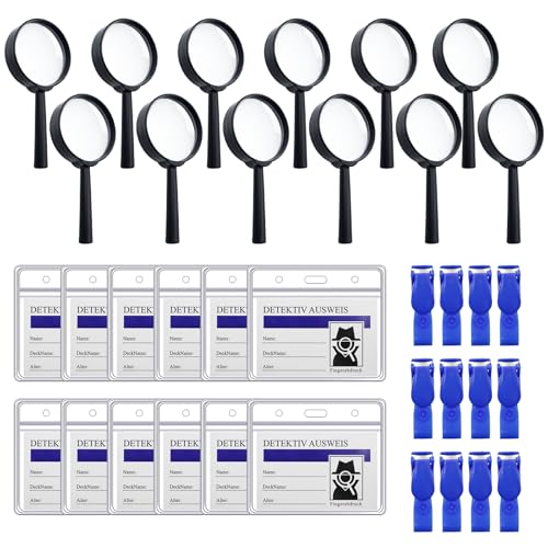 MIPIACE Detektiv Set Kinder Detektiv Lupe Kinder 12 Lupenglas für Kinder 12 Detektivausweis Ausweise mit Kartenhalter und Clip für Detektiv Rollenspiel Zubehör Detektiv Kindergeburtstag MIPIACE Detektiv Set Kinder Detektiv Lupe Kinder 12 Lupenglas für Kinder 12 Detektivausweis Ausweise mit Kartenhalter und Clip für Detektiv Rollenspiel Zubehör Detektiv Kindergeburtstag von MIPIACE