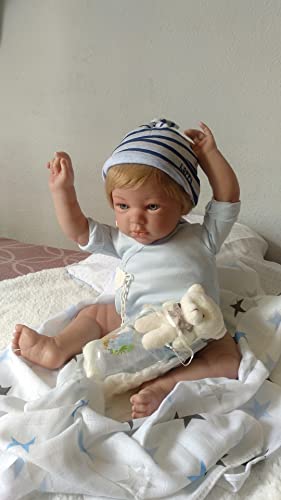 MIS MUÑECAS REBORNS Baby Reborn Valentìn, Reborn aus Silikon, mit Röhren, Falten, Kopfbedeckung, 52 cm und 2,3 kg. Kleid und mit Zubehör für EIN echtes Baby, Zertifiziert auf Echtheit. von MIS MUÑECAS REBORNS