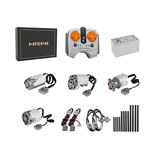 MISINI 22-teiliges Technology Power Functions Set, inkl. 1XL/1L/1M/1 Servomotor (RC & APP, inkl. Querachse), Batteriebox für Fernbedienung, Verlängerungskabel, Lichtkabel von MISINI