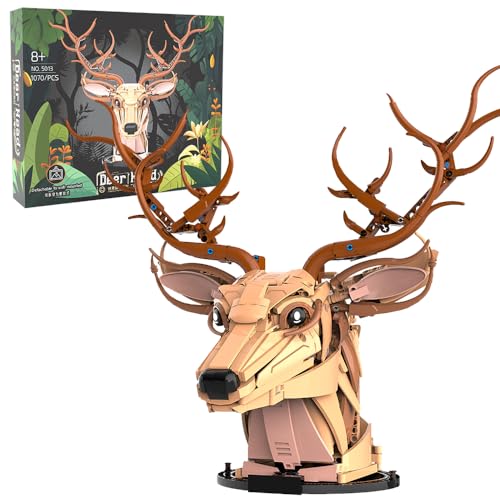 MISINI 5013 Hirsch Kopf Bausteine Set, 1070 PCS MOC Klemmbausteine Kreative Tier Modell Dekoration Baustein Spielzeug, Wand Kunst und Handwerk Feiertagsgeschenk für Kinder und Erwachsene MISINI 5013 Hirsch Kopf Bausteine Set, 1070 PCS MOC Klemmbausteine Kreative Tier Modell Dekoration Baustein Spielzeug, Wand Kunst und Handwerk Feiertagsgeschenk für Kinder und Erwachsene von MISINI