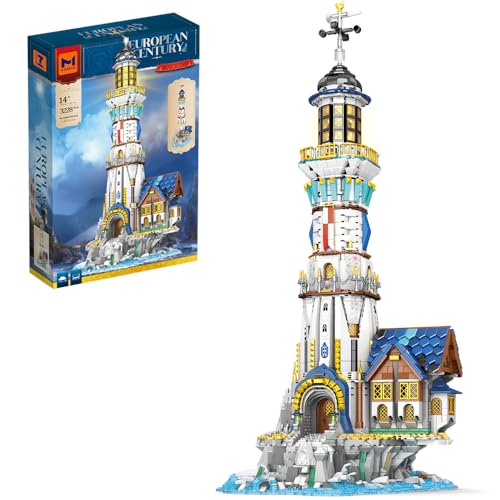 MISINI 66028 Mittelalter Leuchtturm Klemmbausteine, 3228 Teile Groß MOC Lighthouse Modell Bausteine Bausatz, Spielzeug Geschenk für Erwachsene, Modular Haus Modell BAU Spielzeug von MISINI