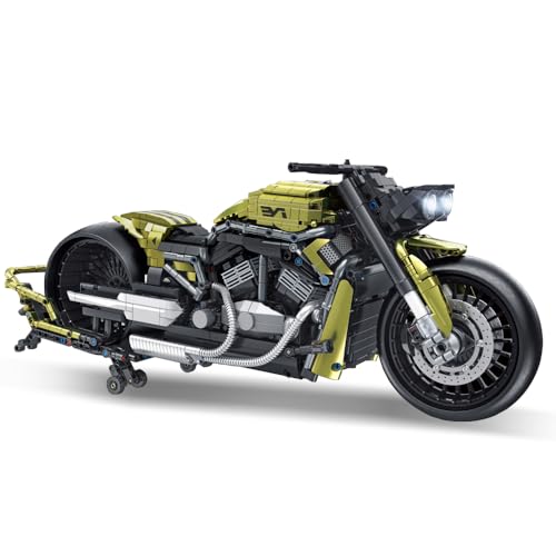 MISINI 672110 Nachtphantom Motorrad Bausteine Set 2427 PCS Klemmbausteine 1:5 V2 Technologie Lokomotive Modell Ziegel mit Licht, Geschenk für Männer Teens von MISINI
