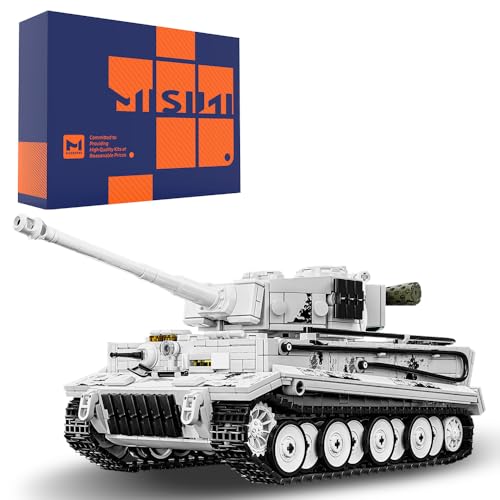 MISINI M6617 Tiger Heavy Tank Baustein Set, 1736 Stücke WWII Deutsche Militär Panzer Fahrzeuge 1:28 Modell Baustein Spielzeug, Geeignet als Geschenke und Sammelgegenstände für Militär Enthusiasten von MISINI