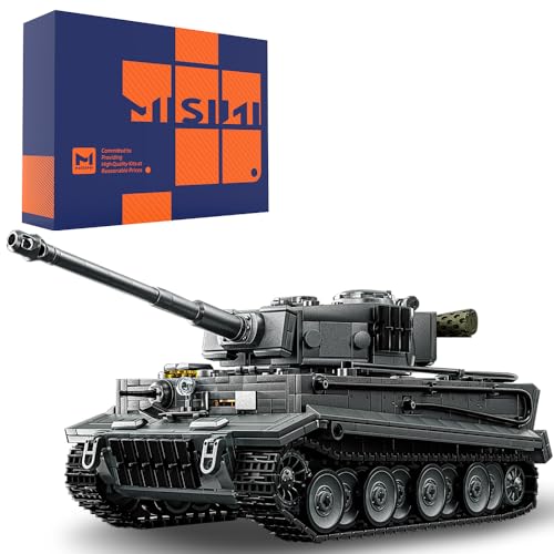 MISINI M6619 Tiger Heavy Tank Baustein Set, 1668 WWII Militär 1:28 Baustein Spielzeug, Tank Modell Geschenke, Sammlerstücke Geeignet für Militär Enthusiasten, Jugendliche und Erwachsene. Graue Version von MISINI