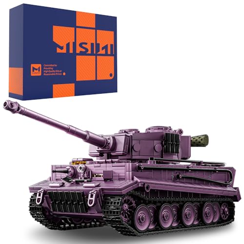 MISINI M6620 Tiger Heavy Tank Baustein Set, 1668 WWII Militär 1:28 Baustein Spielzeug, Tank Modell Geschenke, Sammlerstücke Geeignet für Militär Enthusiasten, Jugendliche und Erwachsene. Lila Version von MISINI