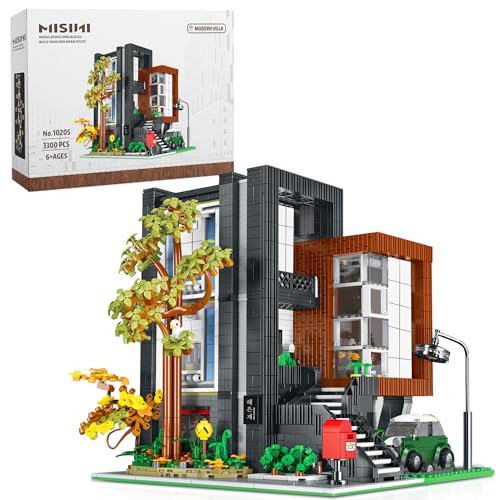 MISINI Klemmbausteine 10205 HEA-On-Jea Modern Villa Modell Bausatz, 3300 Teile groß MOC Modular Buildings, Street View House Bausatz für Kinder und Erwachsene von MISINI
