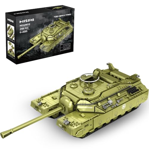 MISINI Technik Panlos 628010 T28 Super Heavy Tank Bausteine Klemmbausteine, WWII Militär Amerikanisches Schwerer Panzer Modellbausatz, 2986 Teile Panzer Spielzeug für Erwachsener von MISINI