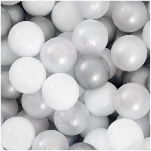 MISIOO Bälle für Bällebad - 300 Stück Bälle 6 cm – Transparente - Perle - Silber – Weiche & Ungiftige Bälle - Spielzeug Baby MISIOO Bälle für Bällebad - 300 Stück Bälle 6 cm – Transparente - Perle - Silber – Weiche & Ungiftige Bälle - Spielzeug Baby von MISIOO