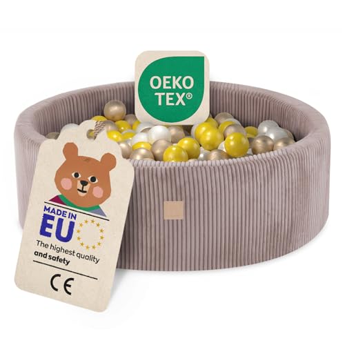 MISIOO Bällebad mit Schaumstoff-Füllung - 90x30cm - 200 Bälle für Bällebad - Hochwertige Bällebad Bälle für Kinder - Weiches und Sicheres Spielzeug - Waschbar von MISIOO