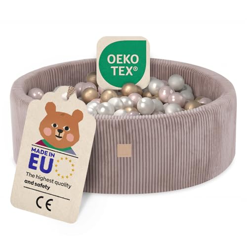 MISIOO Bällebad mit Schaumstoff-Füllung - 90x30cm - 200 Bälle für Bällebad - Hochwertige Bällebad Bälle für Kinder - Weiches und Sicheres Spielzeug - Waschbar von MISIOO