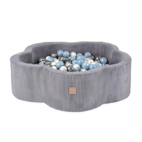 MISIOO Bällebad Blume/Wolke für Babys und Kinder - 95x30cm - Hochwertiger Stoff - Bällebad Baby ab 1 Jahr - 200 Bälle - Perfekt für Kleinkinder und Spielspaß von MISIOO
