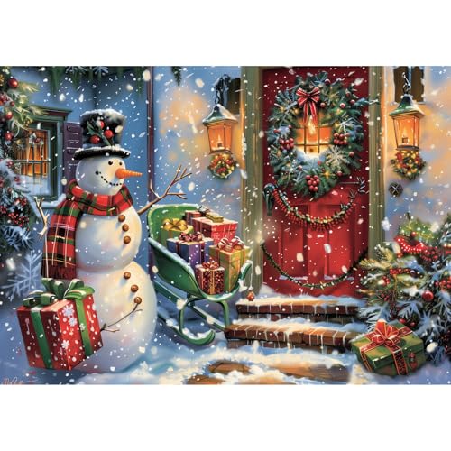 1000 Teile Puzzle für Erwachsene Weihnachten Puzzle Geschenk für Kinder Weihnachtsschneemann Puzzles von MISITU