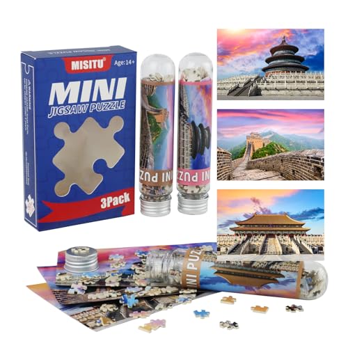 MISITU 3er-Pack 150-teiligen Mini Puzzles für Erwachsene - Verbotene Stadt, Große Mauer - Tragbares Puzzle für die Reise von MISITU
