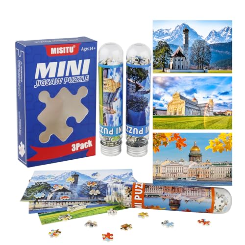 MISITU 3er-Pack Mini-Puzzles mit 150 Teilen für Erwachsene - Schiefer Turm von Pisa - Reisepuzzle als Heimdekoration von MISITU