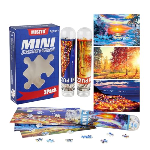 MISITU 3er-Pack Mini-Puzzles mit 150 Teilen für Erwachsene - Sonnenuntergang - Reisepuzzle als Heimdekoration von MISITU