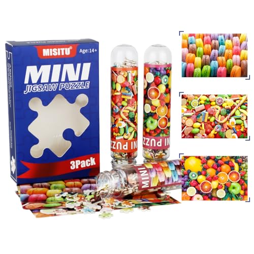 MISITU 3er-Pack Mini-Puzzles mit 150 Teilen für Erwachsene - Süssigkeit - Reisepuzzle als Heimdekoration von MISITU