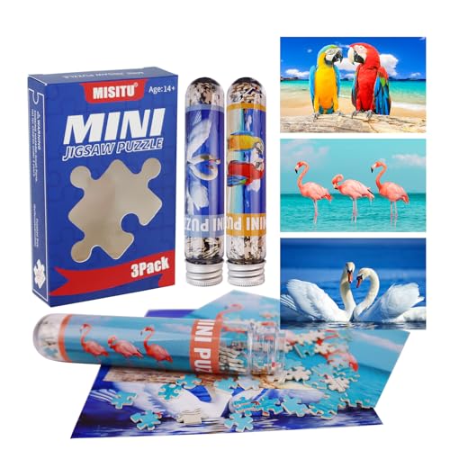 MISITU 3er-Pack mit 150-teiligen Mini-Puzzles für Erwachsene, kleine knifflige Flamingo Papagei Schwan Puzzle MISITU 3er-Pack mit 150-teiligen Mini-Puzzles für Erwachsene, kleine knifflige Flamingo Papagei Schwan Puzzle von MISITU