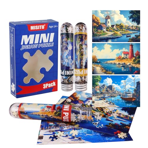 MISITU 3er-Pack mit 150-teiligen Mini-Puzzles für Erwachsene, kleine knifflige Leuchtturmhafen Puzzle MISITU 3er-Pack mit 150-teiligen Mini-Puzzles für Erwachsene, kleine knifflige Leuchtturmhafen Puzzle von MISITU